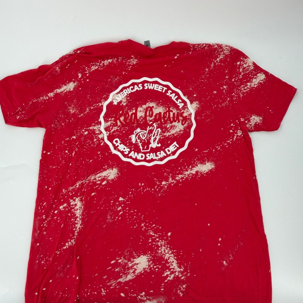 Next Level Red Cactus Salsa T Shirt Modern Mens XXL Red Bleach Splatter Graphic